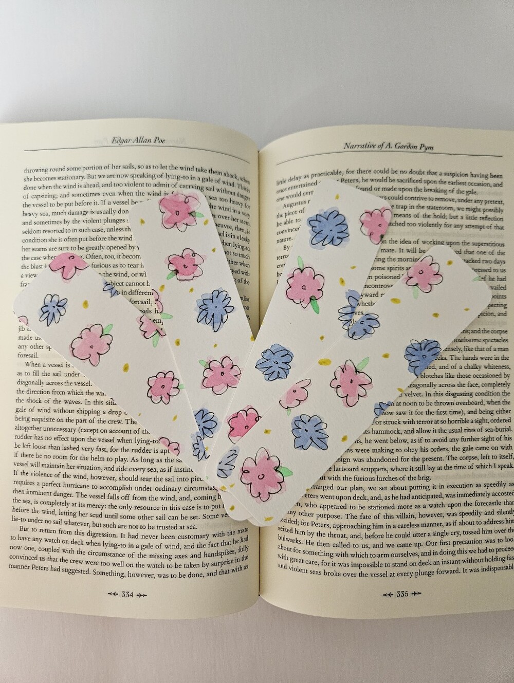 4pc Floral Watercolor Bookmark Set - Pink & Blue Flowers